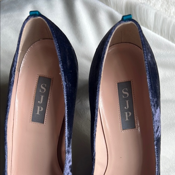SJP by Sarah Jessica Parker Daze Velvet Cap Toe Mid Heel Pumps - Picture 7 of 12